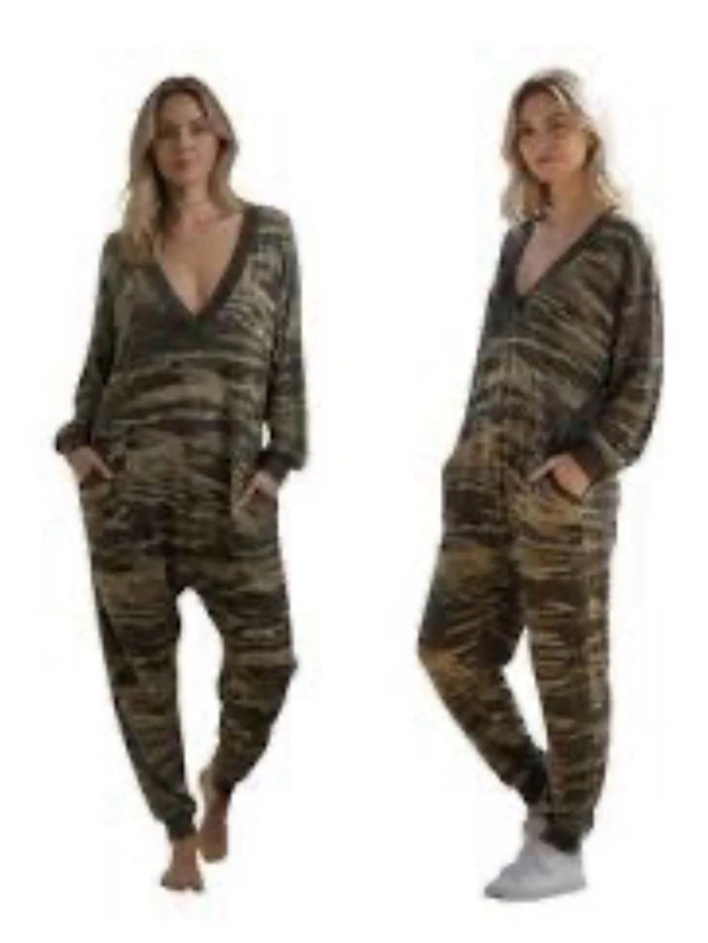 NATURAL LIFE Olive Camo V-Neck Jumpsuit